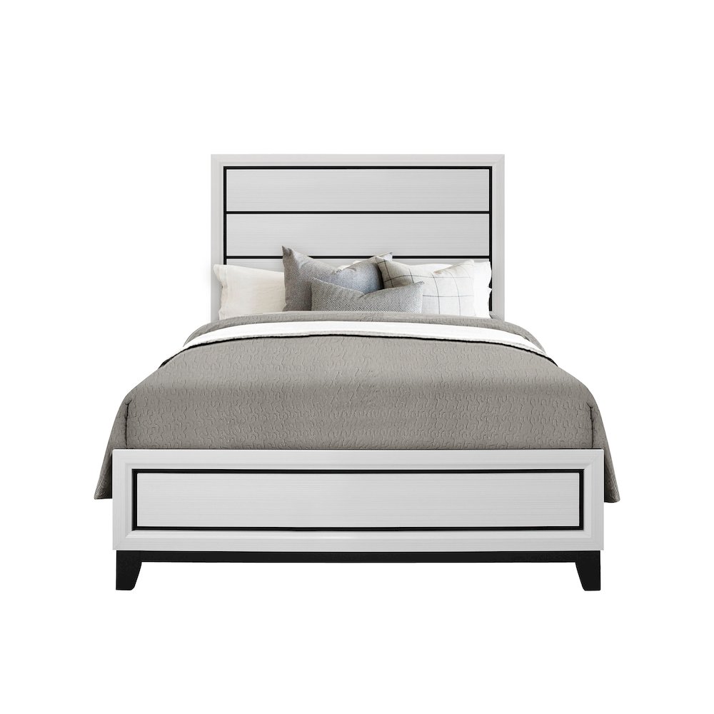 Rustic Transitional Kate White Full Bed, White. Picture 1