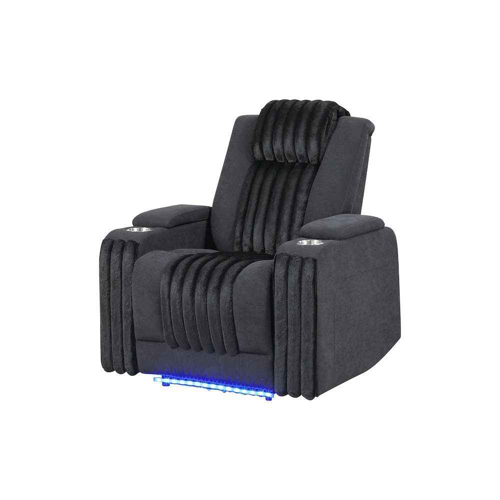 U8000 Black Power Recliner W/ Power Headrest & Led Light. Picture 2