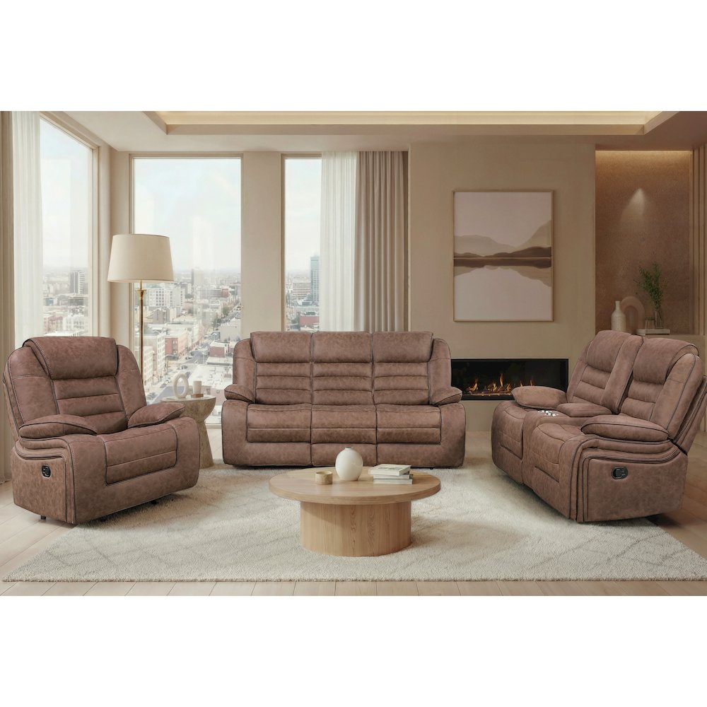 U2250 Brown Console Reclining Loveseat. Picture 4