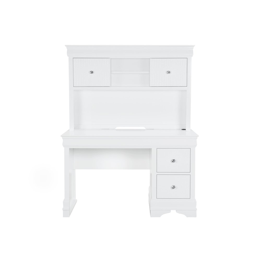 Traditional Glam Pompei Metallic White Bookcase Twin Bed With Led, White. Picture 2