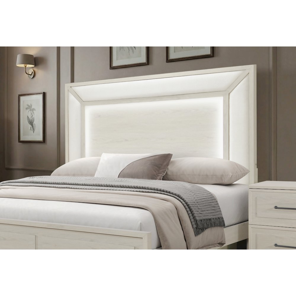 Clara Beige Full Bed With Led. Picture 3