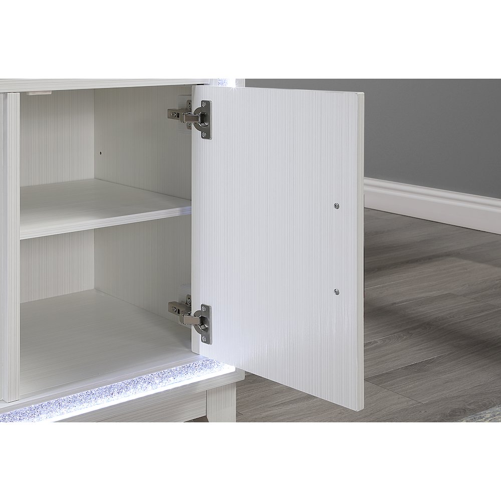 Lily White Entertainment Unit 72 W/ Led, Speakers, Crystal Inserts. Picture 3