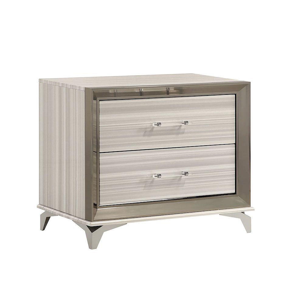 Modern Zambrano White Nightstand, White. Picture 2