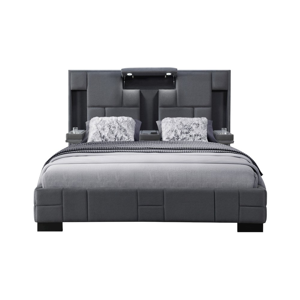 Contemporary Oscar Dark Grey 8 Queen Bed No Wood Trim, Dark Grey 8. Picture 1