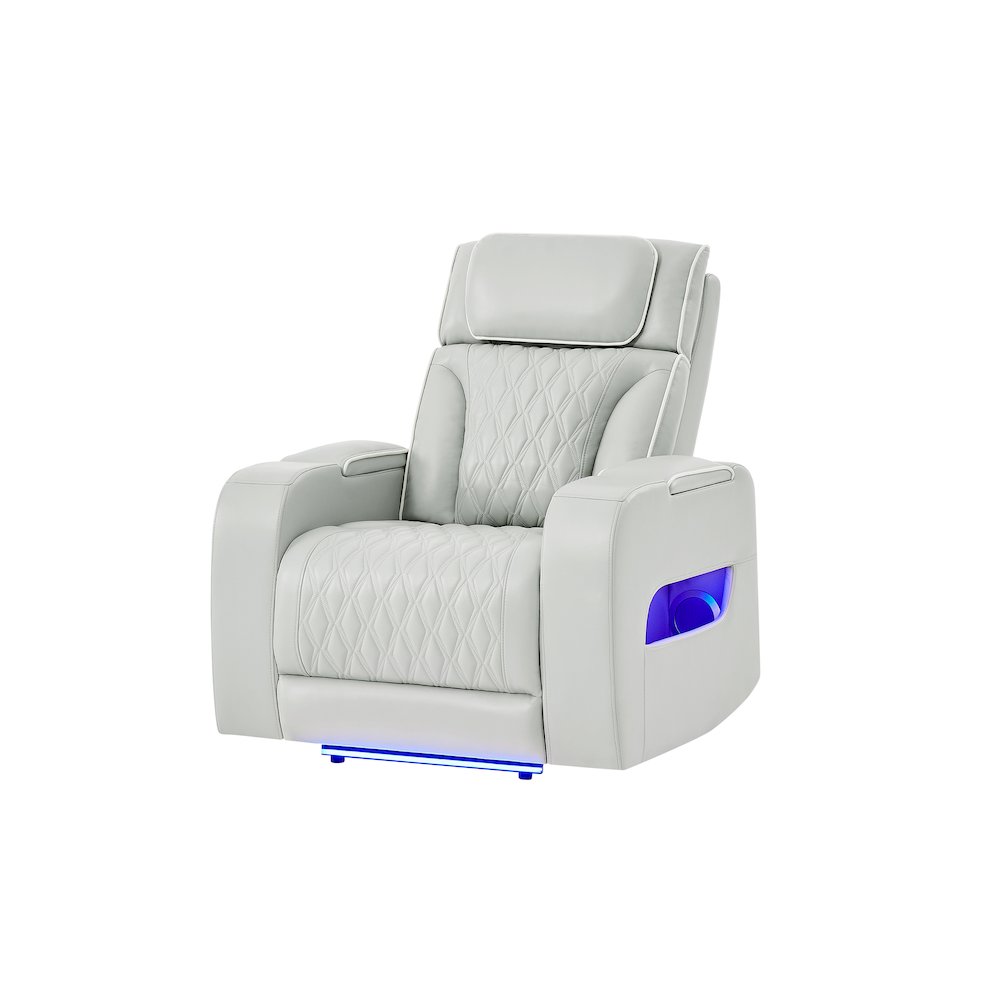 U8611 Blanche Silver Power Recliner With Power Headrest And Led. Picture 2