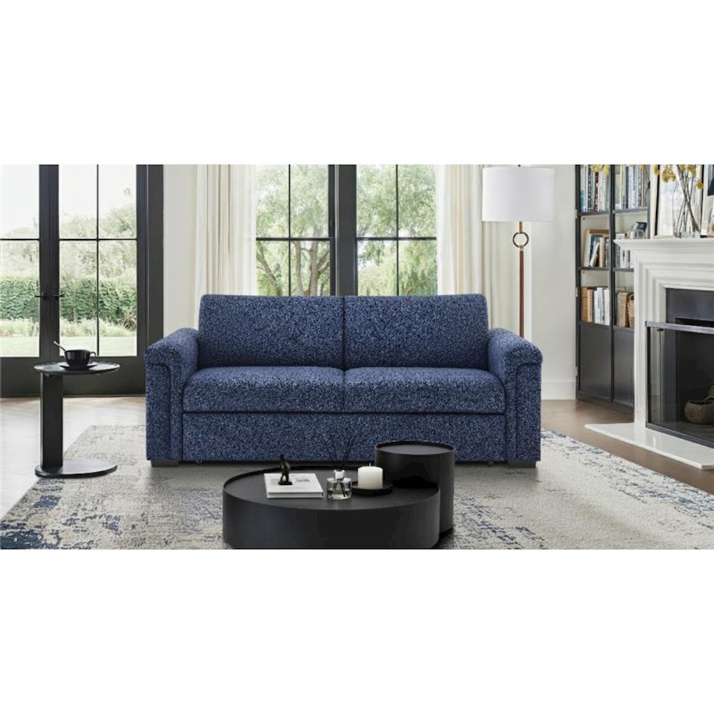 U0211 Navy Pull Out Sofa Bed With Led Acrylic Shelves And Speakers. Picture 1