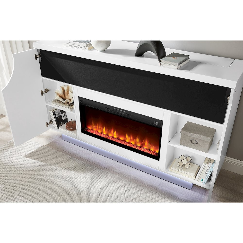 Aveena White 76" Ent Unit With Tv, Led, Speakers, Crystal And Pop-Up. Picture 3