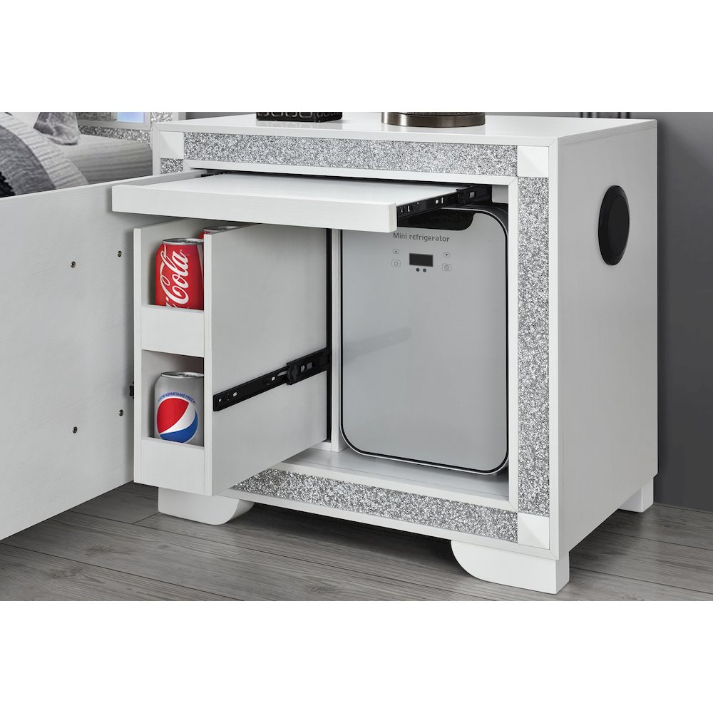 Soleil White Nightstand With Cooler And Speaker. Picture 2