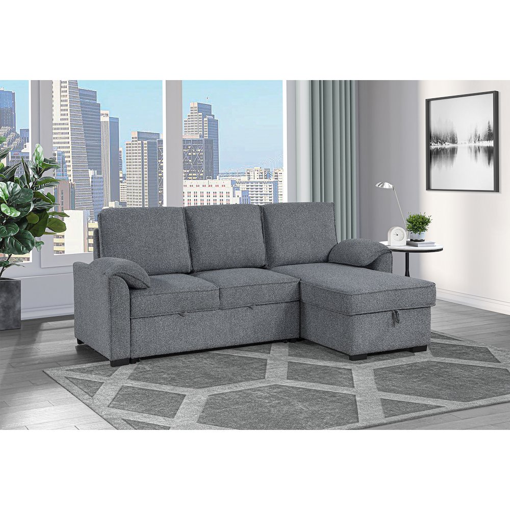 U0808 Dark Grey Reversible Sofa Bed. Picture 1
