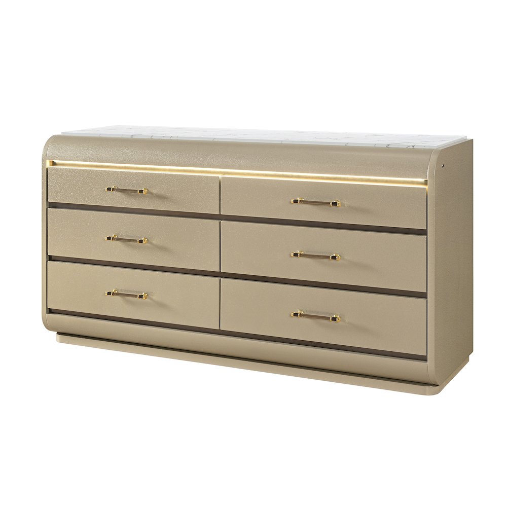 Genesis Gold Dresser With Led. Picture 2