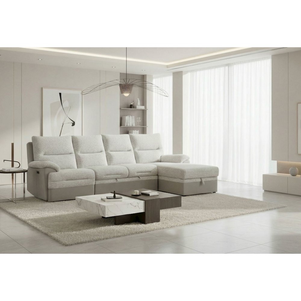 U3822 Grey/Ice Sectional With Pullout Bed And Usb. Picture 1