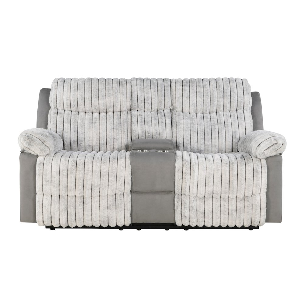 U6028 Grey Console Reclining Loveseat. Picture 1