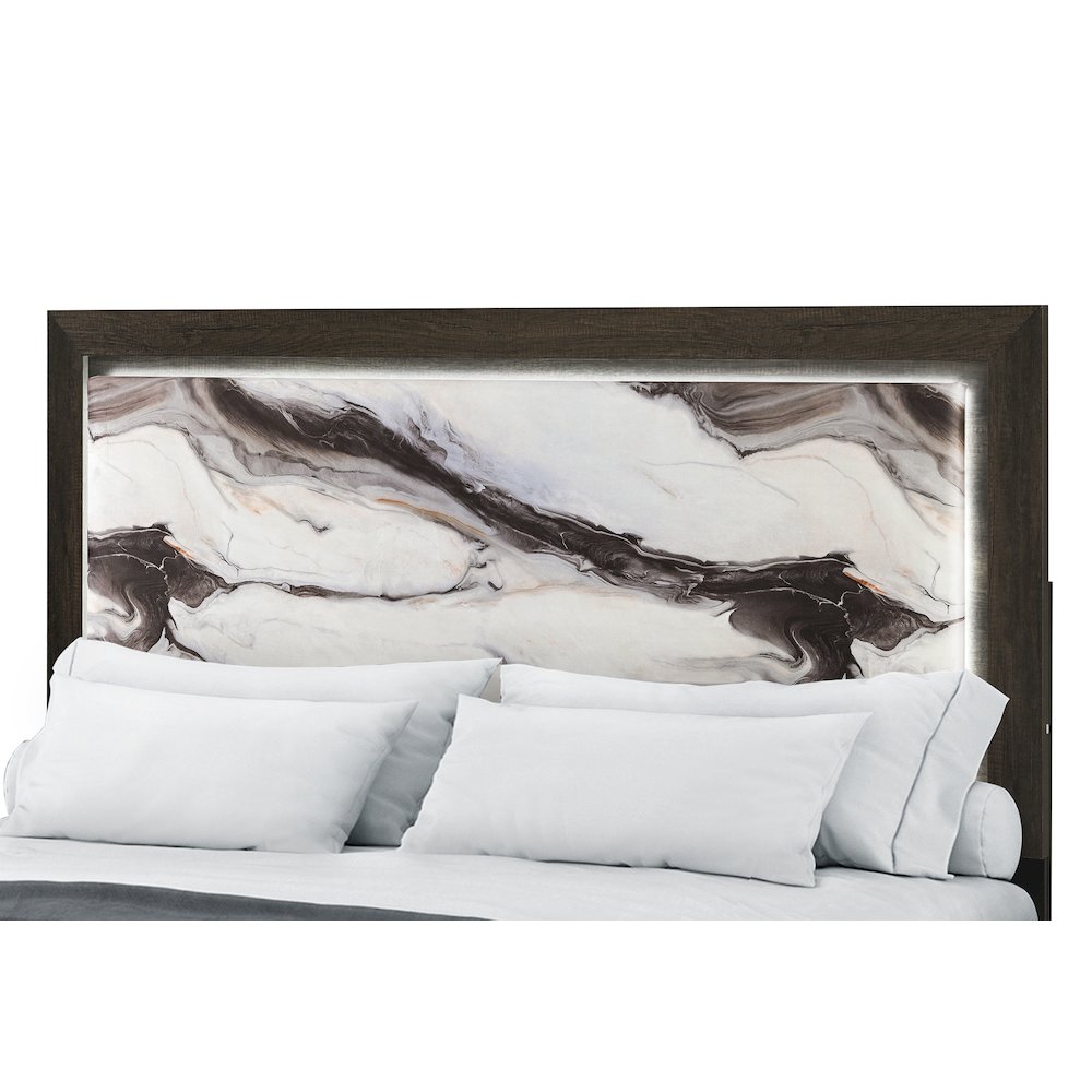 Harmony Brown Queen Bed With Led. Picture 3