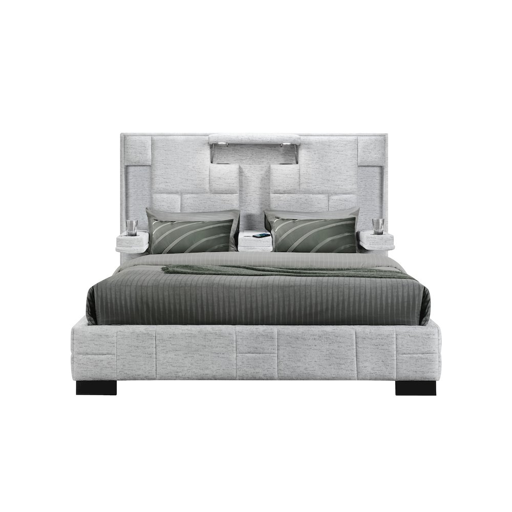 Contemporary Oscar Grey King Bed No Wood Trim, Grey. Picture 1