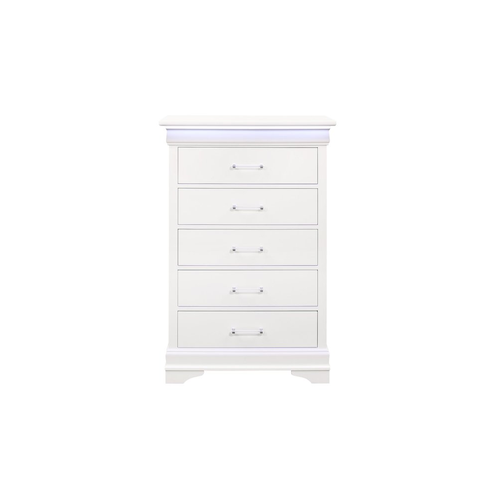 Traditional Glam Charlie White Chest With Led, White. Picture 1