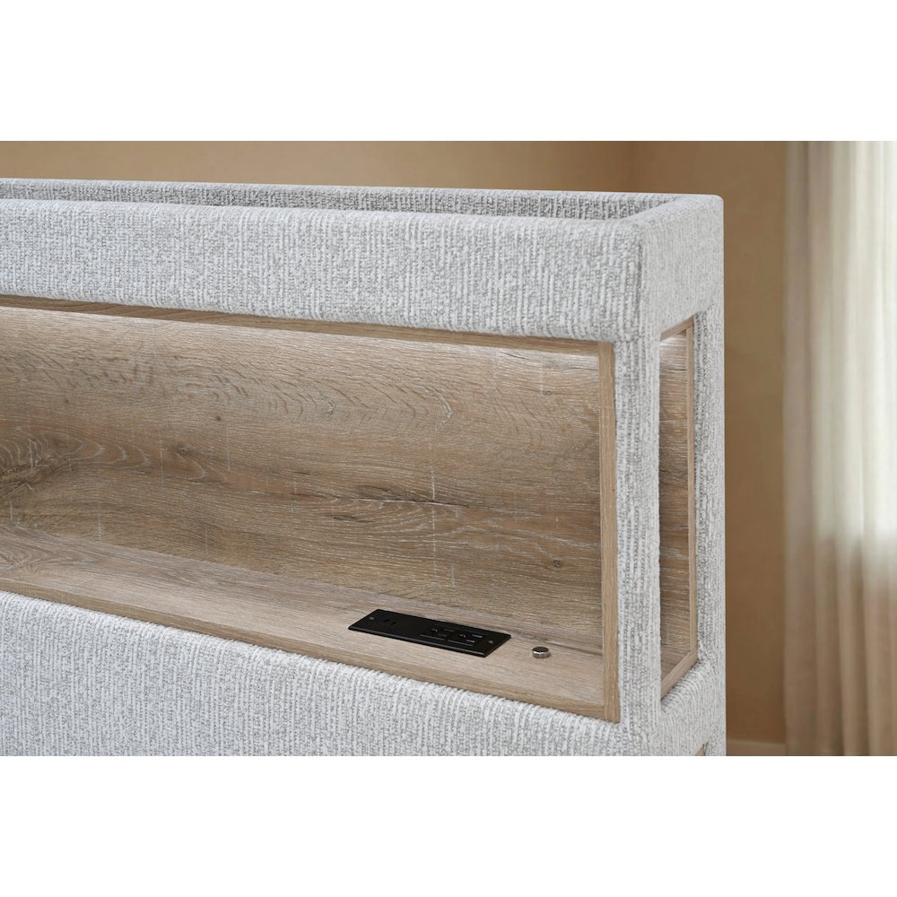 Sadie Beige Queen Bed With Storage. Picture 3