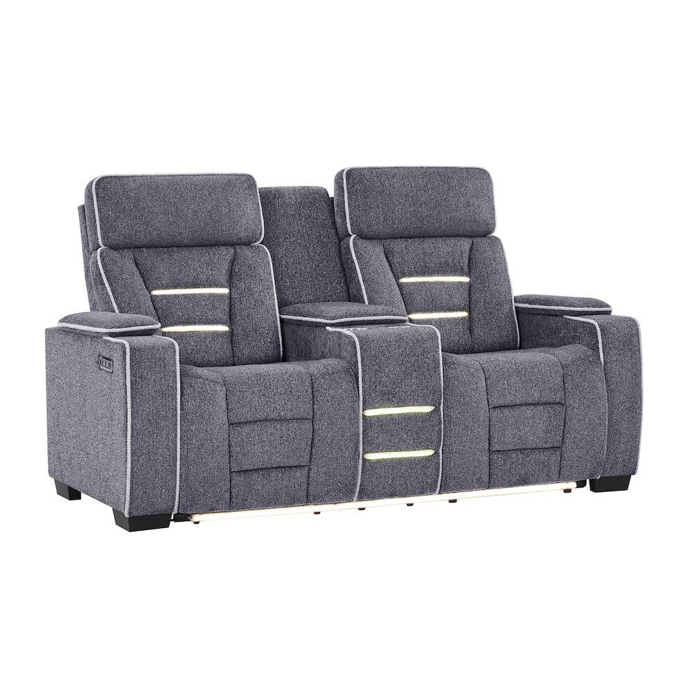 U1895 Grey P2 Console Reclining Loveseat With Is And Led. Picture 2