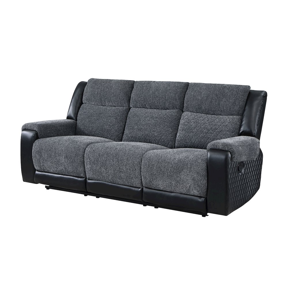 Traditional Glam Reclining Sofa, Black,Grey. Picture 1