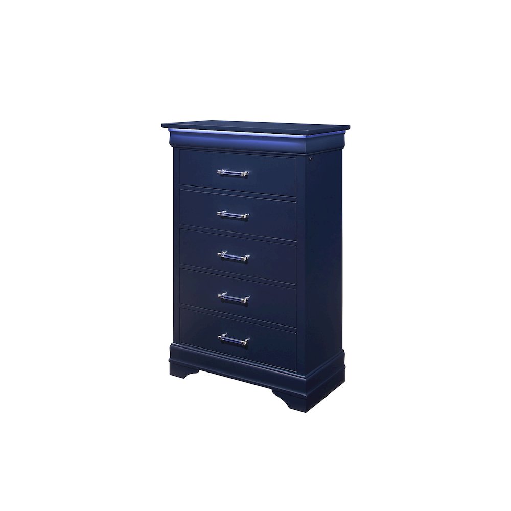 Traditional Glam Charlie Blue Chest With Led, Blue. Picture 2