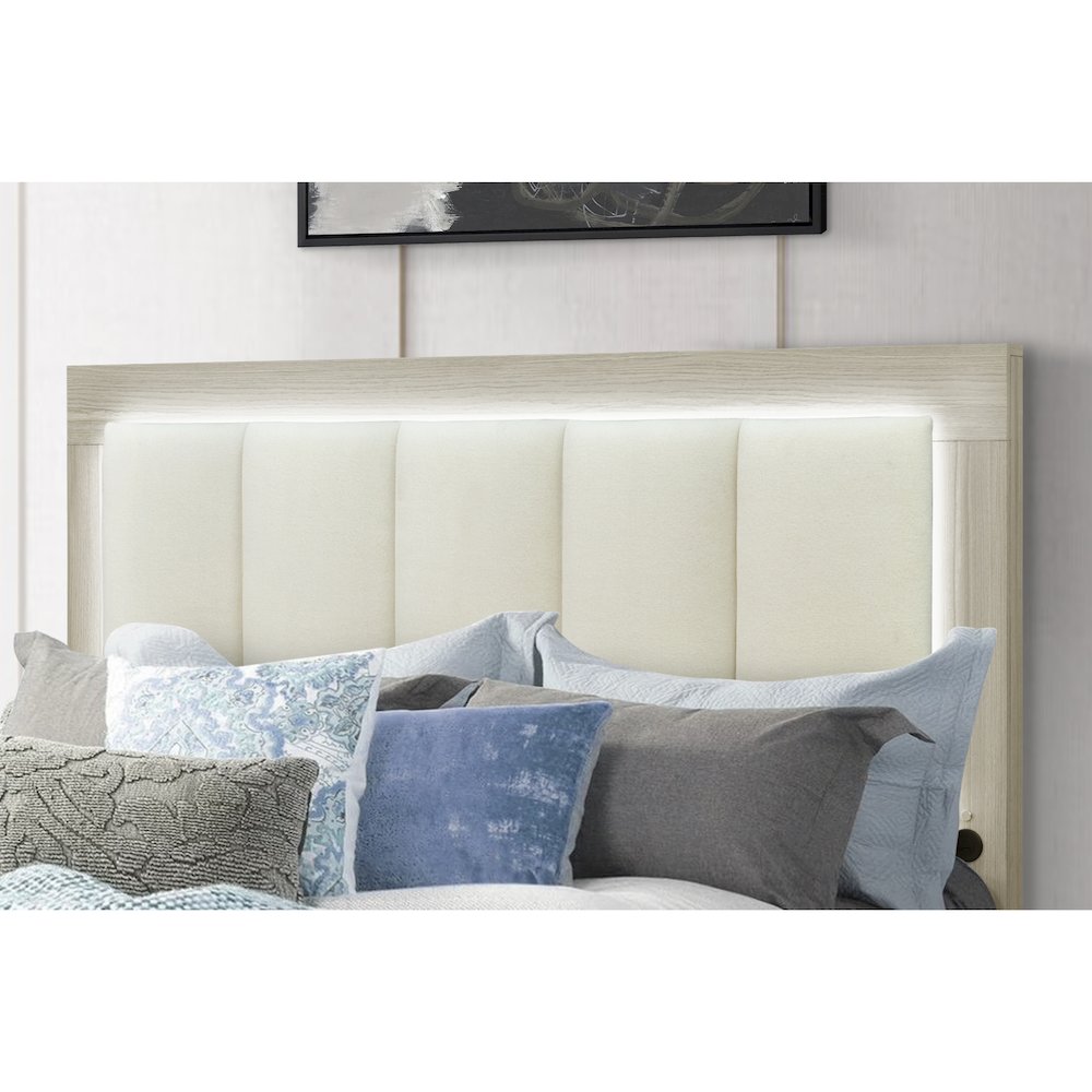 Emma Natural/White Queen Bed With Led And Usb. Picture 3