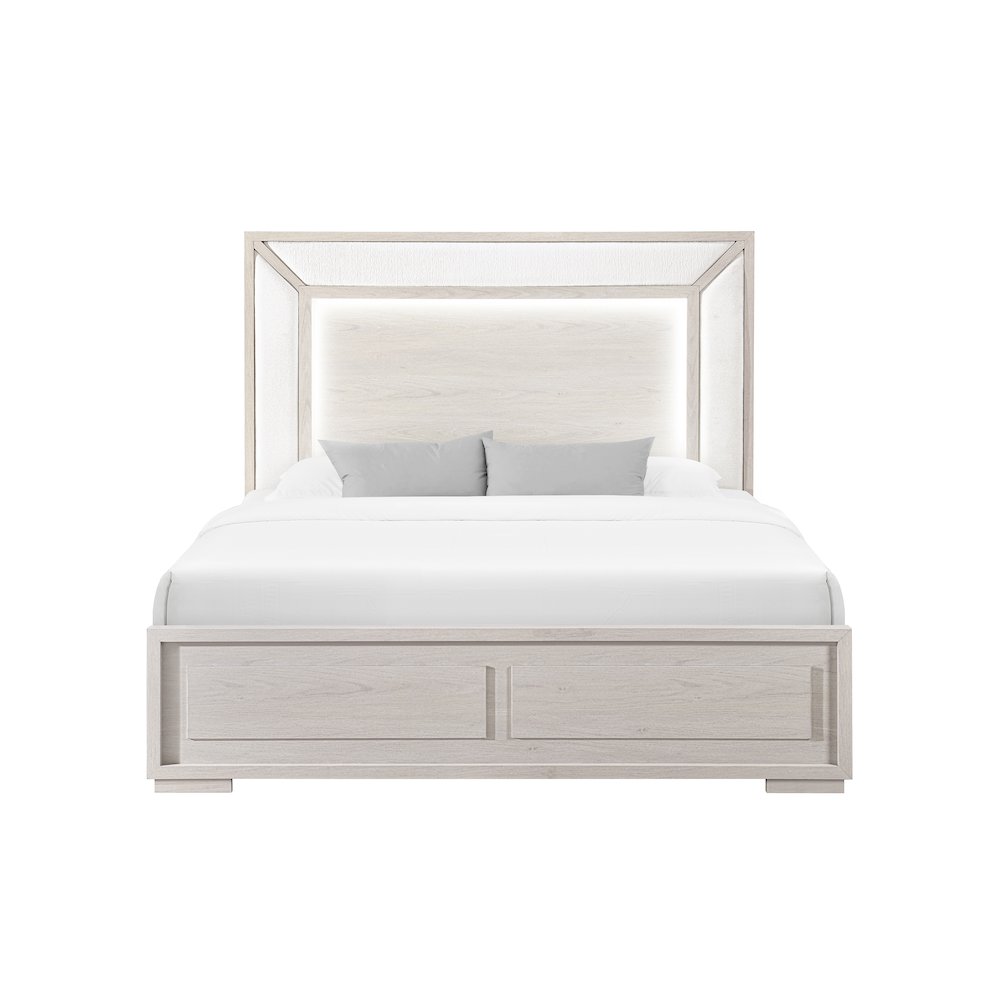Clara Beige Full Bed With Led. Picture 1