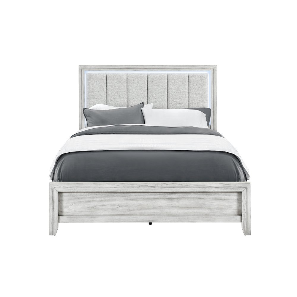 Elsie Grey Queen Bed With Led. Picture 1