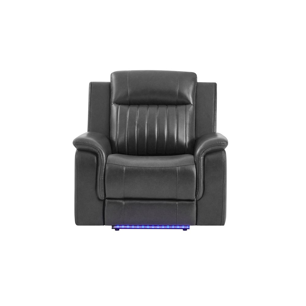 U8879 Blanche Charcoal With Black Welt Power Recliner With Led. Picture 1