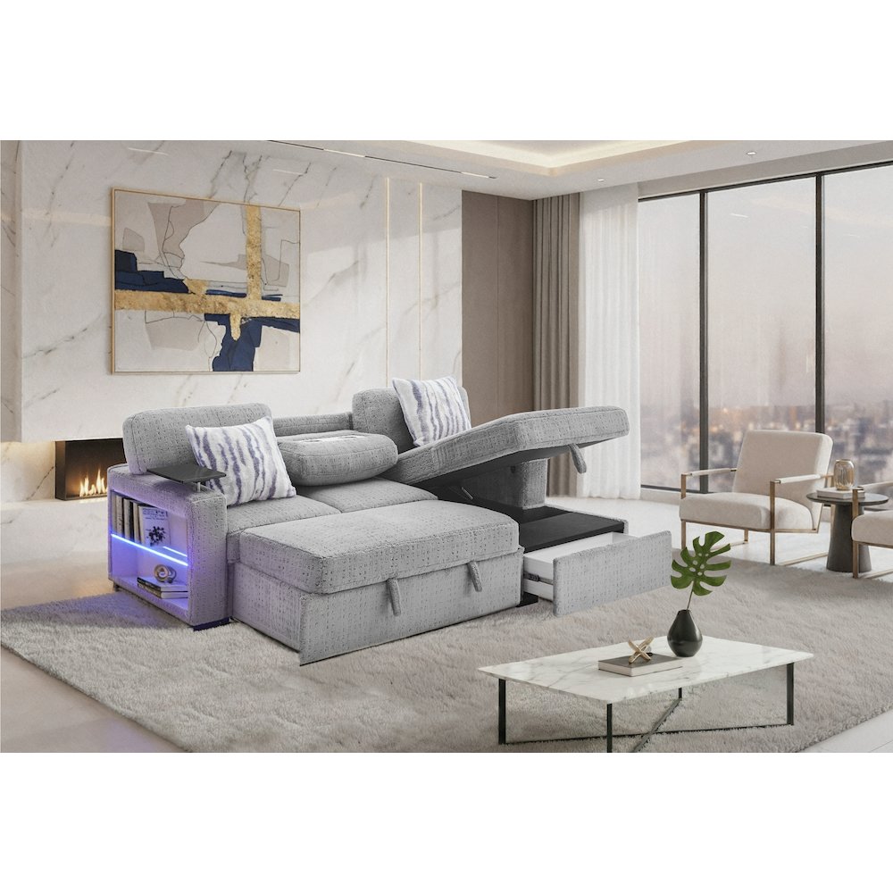 U0214 Grey Sofa Bed. Picture 2