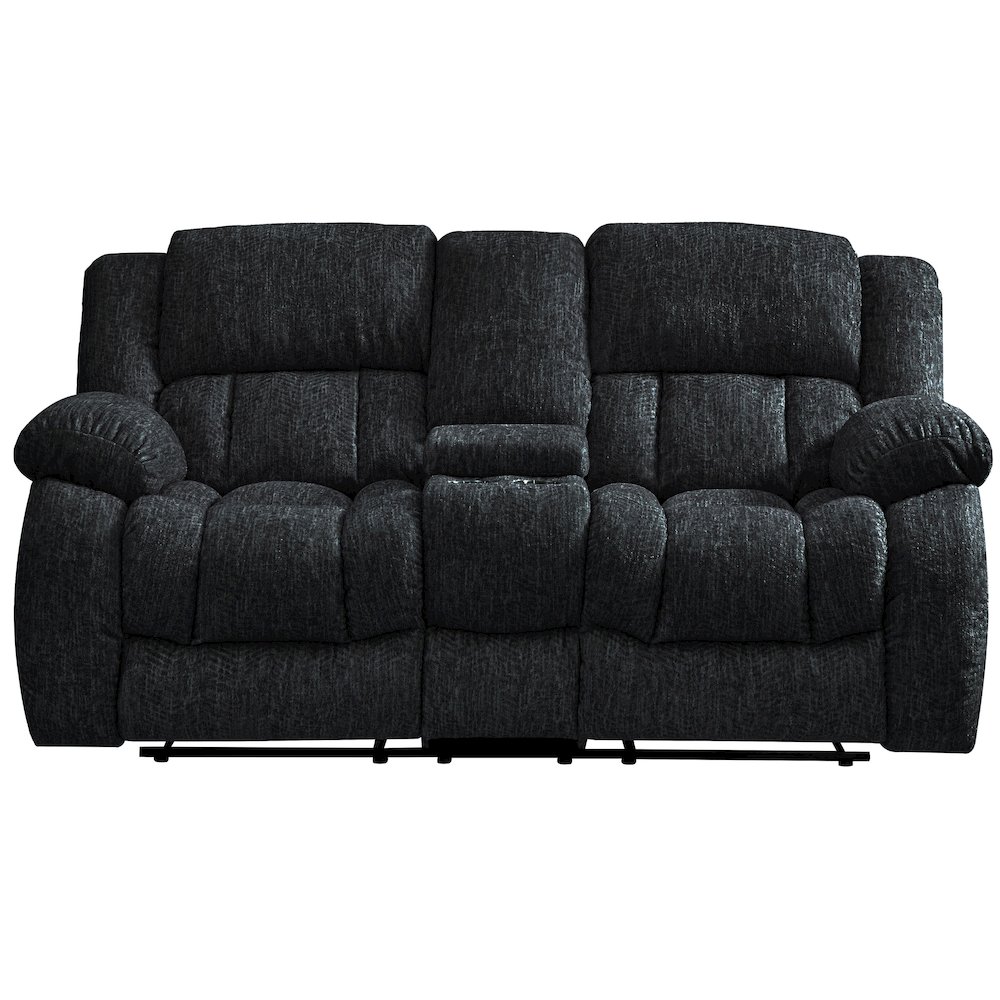 Transitional Console Reclining Loveseat, Ebony. Picture 1