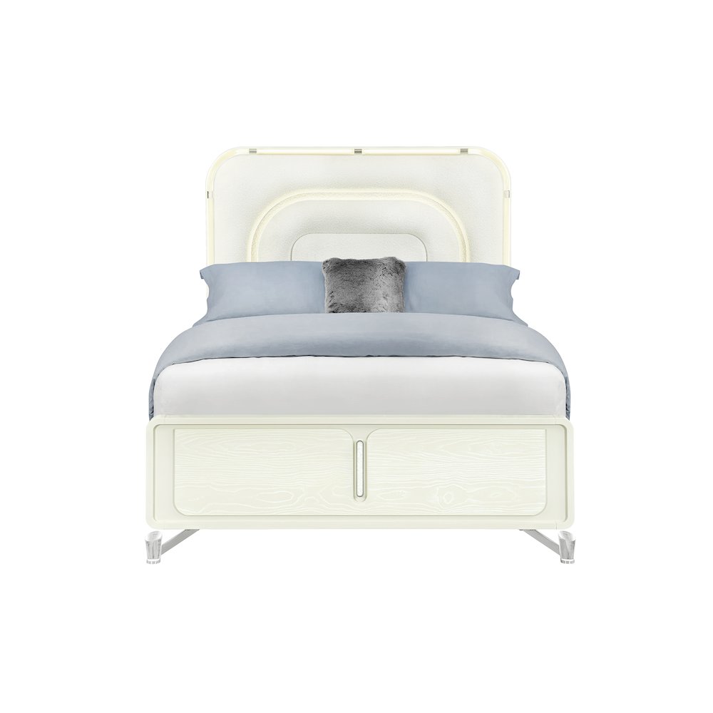 Lyra Beige Queen Bed With Led. Picture 1