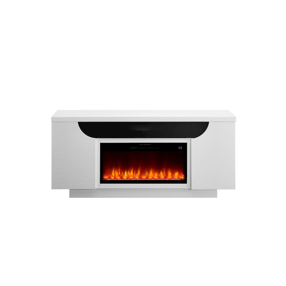 Aileen White 76" Ent Unit W/Led, Speakers, Crystal And Pop-Up Doors. Picture 3