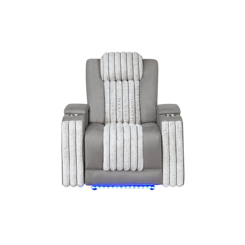 U8000 Grey Power Recliner W/ Power Headrest & Led Light. Picture 1