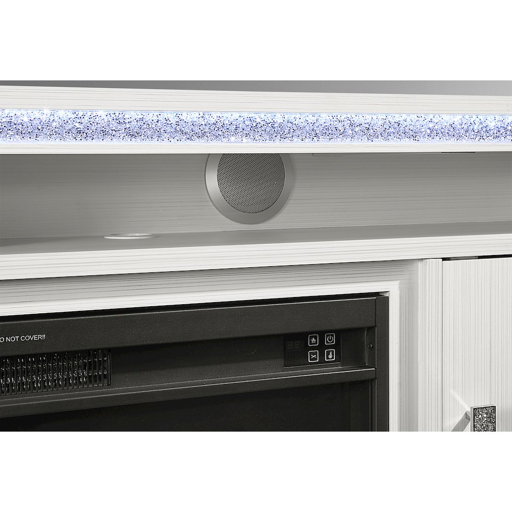 Lily White Entertainment Unit 72 W/ Led, Speakers, Crystal Inserts. Picture 2