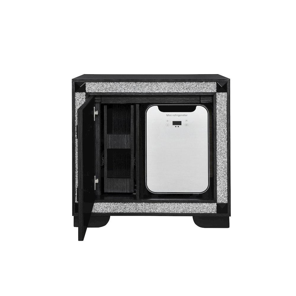 Soleil Charcoal Nightstand With Cooler And Speaker. Picture 1