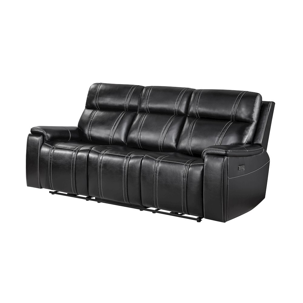 U8880 Black Leather Power Reclining Sofa. Picture 2