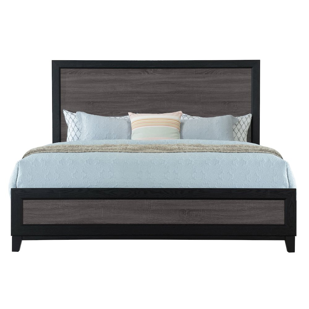 Farmhouse Lisbon Grey And Black King Bed, Black,Grey. Picture 1