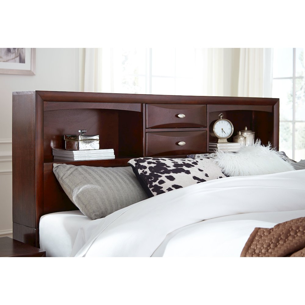Transitional Linda Merlot King Bed, Merlot. Picture 4