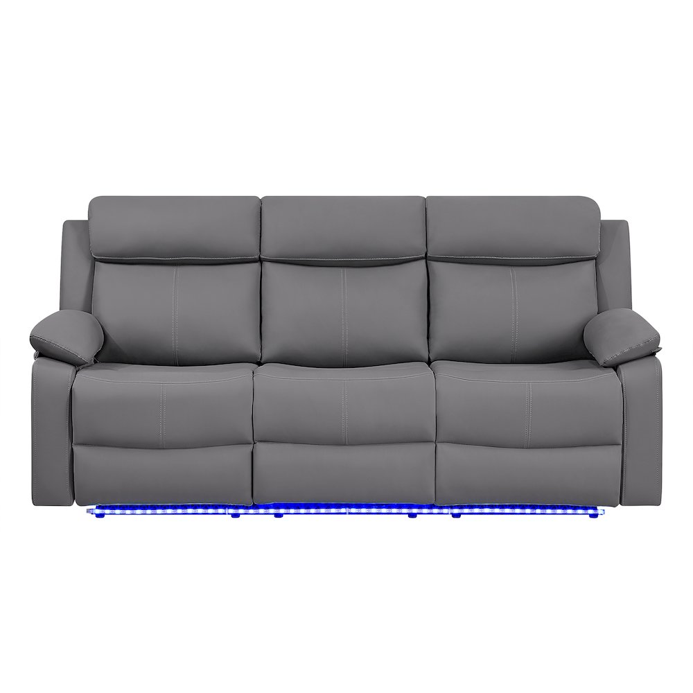 U6026 Grey Pu 46A Reclining Sofa With Led. Picture 1