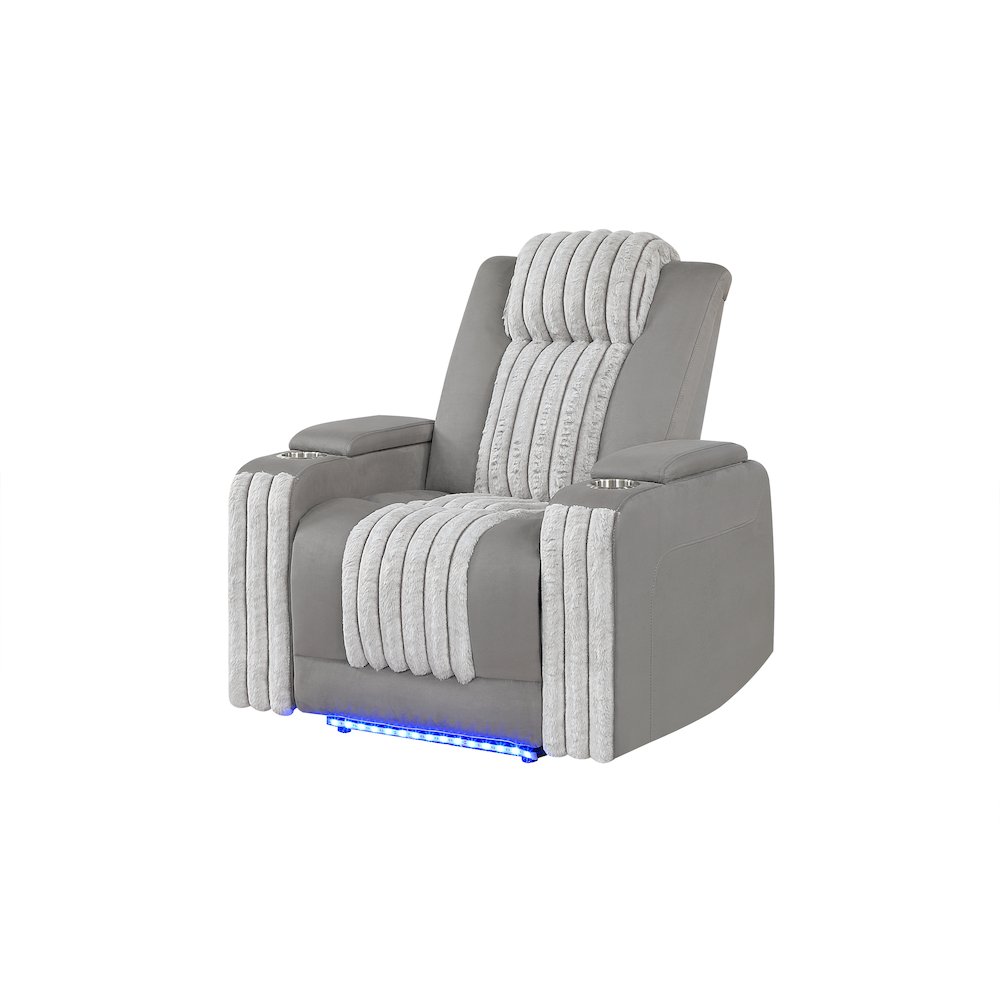 U8000 Grey Power Recliner W/ Power Headrest & Led Light. Picture 2