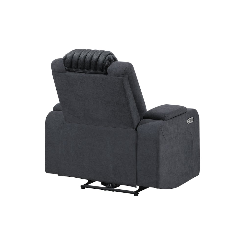 U8000 Black Power Recliner W/ Power Headrest & Led Light. Picture 4