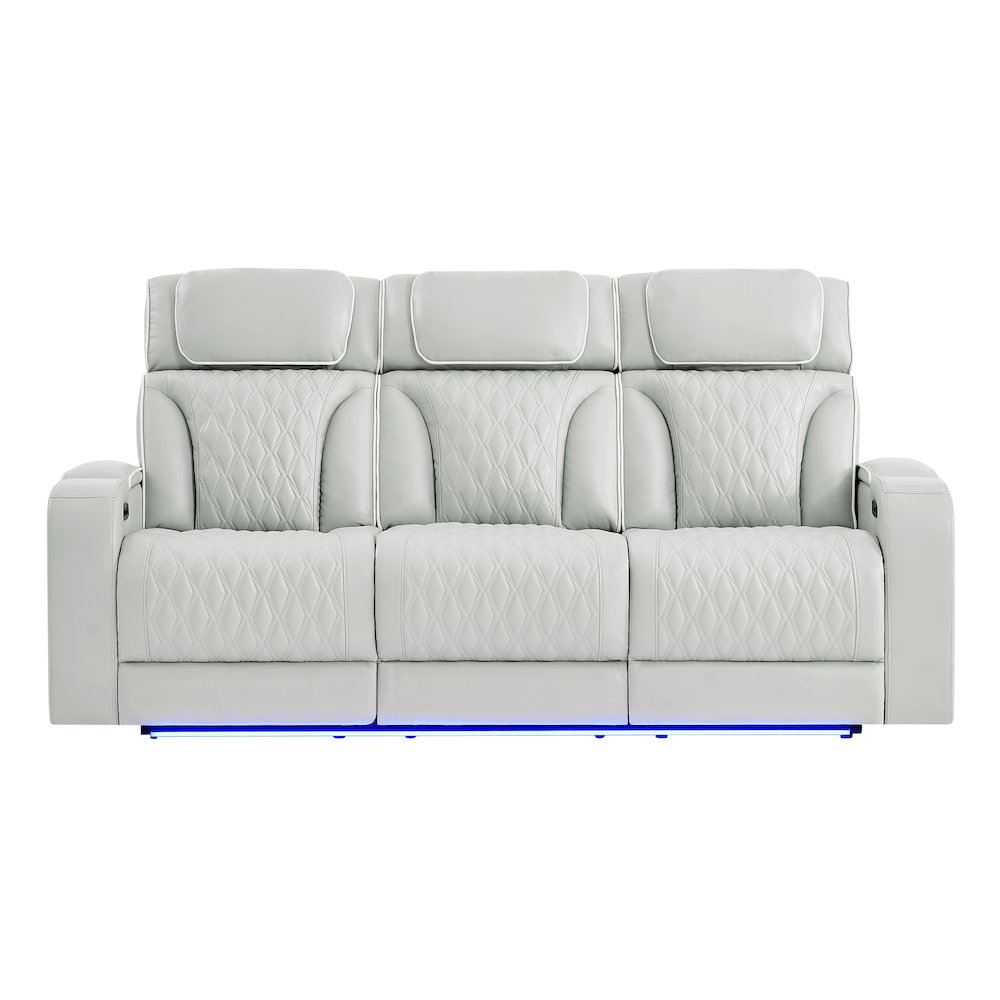 U8611 Blanche Silver Pwr Rec Sofa With Phr And Led. Picture 1