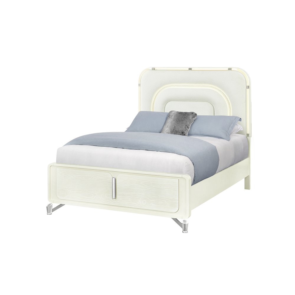 Lyra Beige Queen Bed With Led. Picture 2