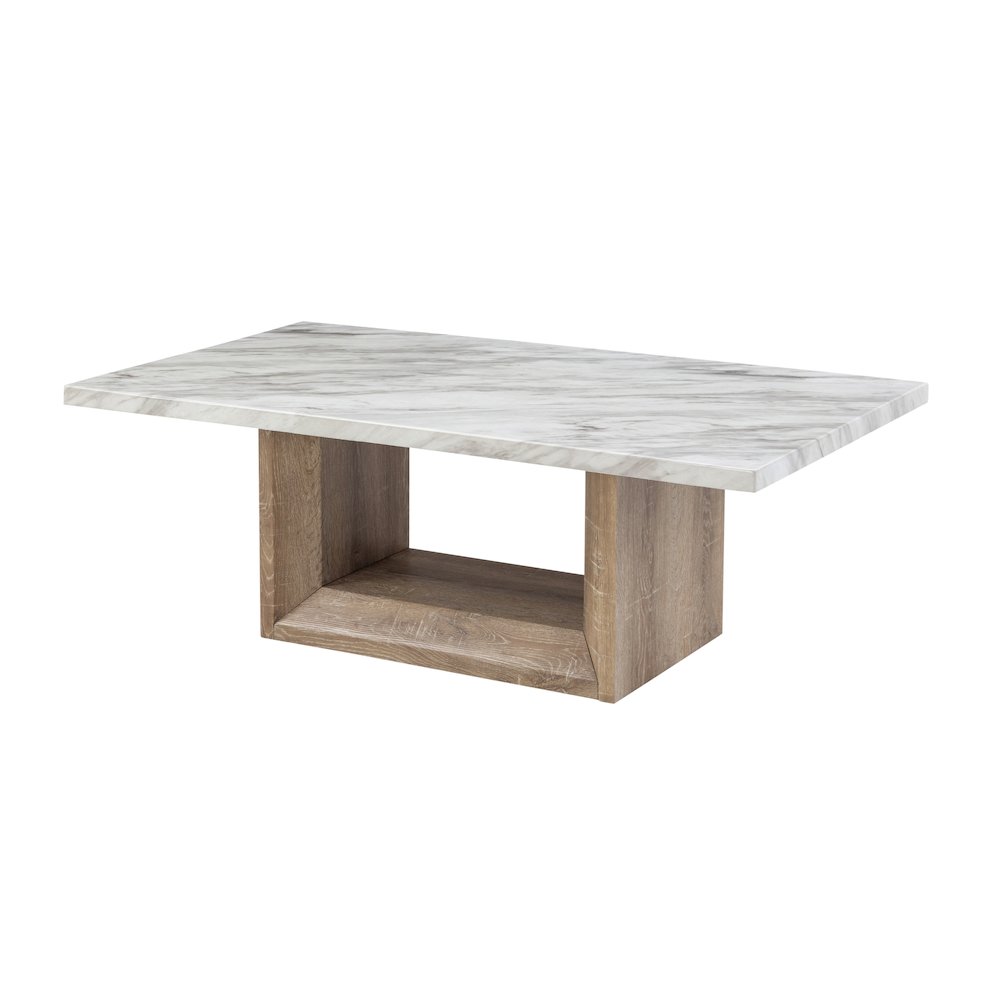 Contemporary Coffee Table, Natural,White. Picture 2