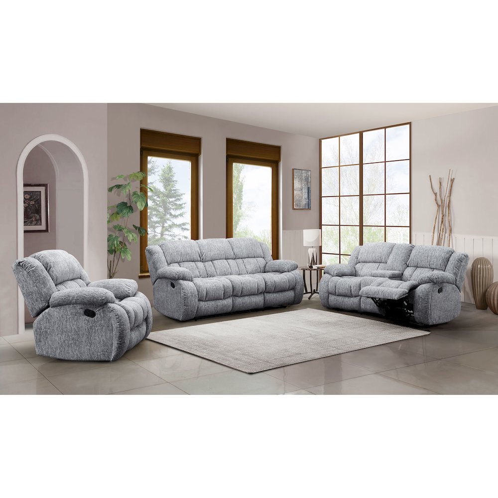 Transitional Reclining Sofa, Grey. Picture 3