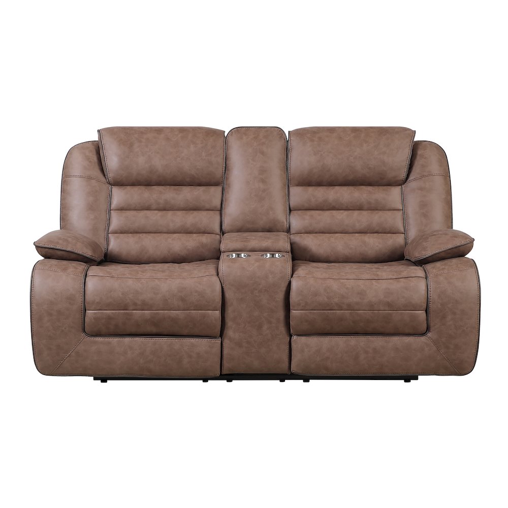 U2250 Brown Console Reclining Loveseat. Picture 1