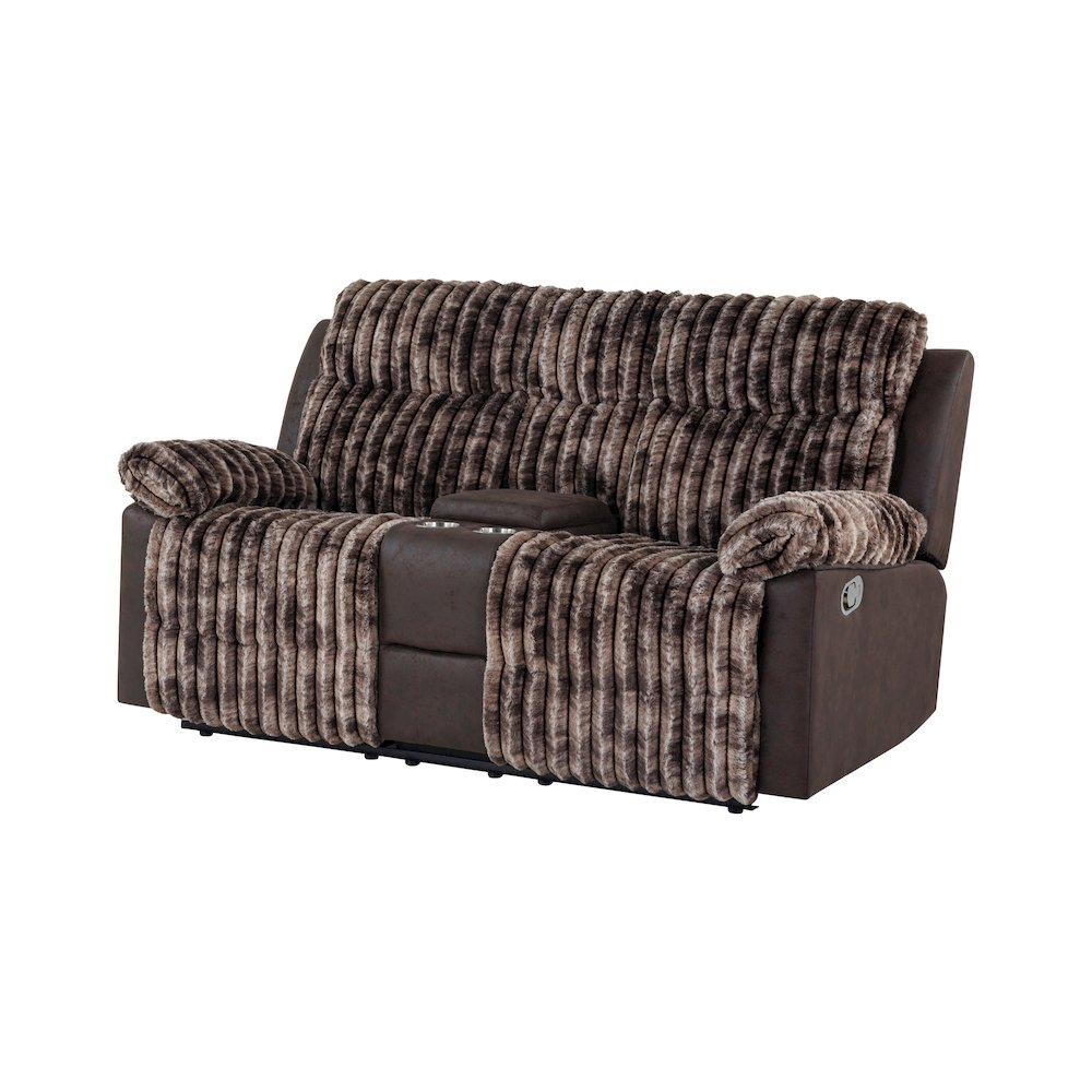 U6028 Brown Console Reclining Loveseat. Picture 2