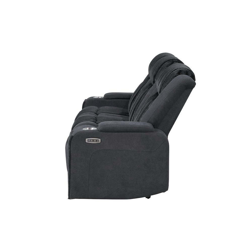 U8000 Black Pwr Rec Sofa W/Phr, Ddt, Reading Light & Led Light. Picture 3