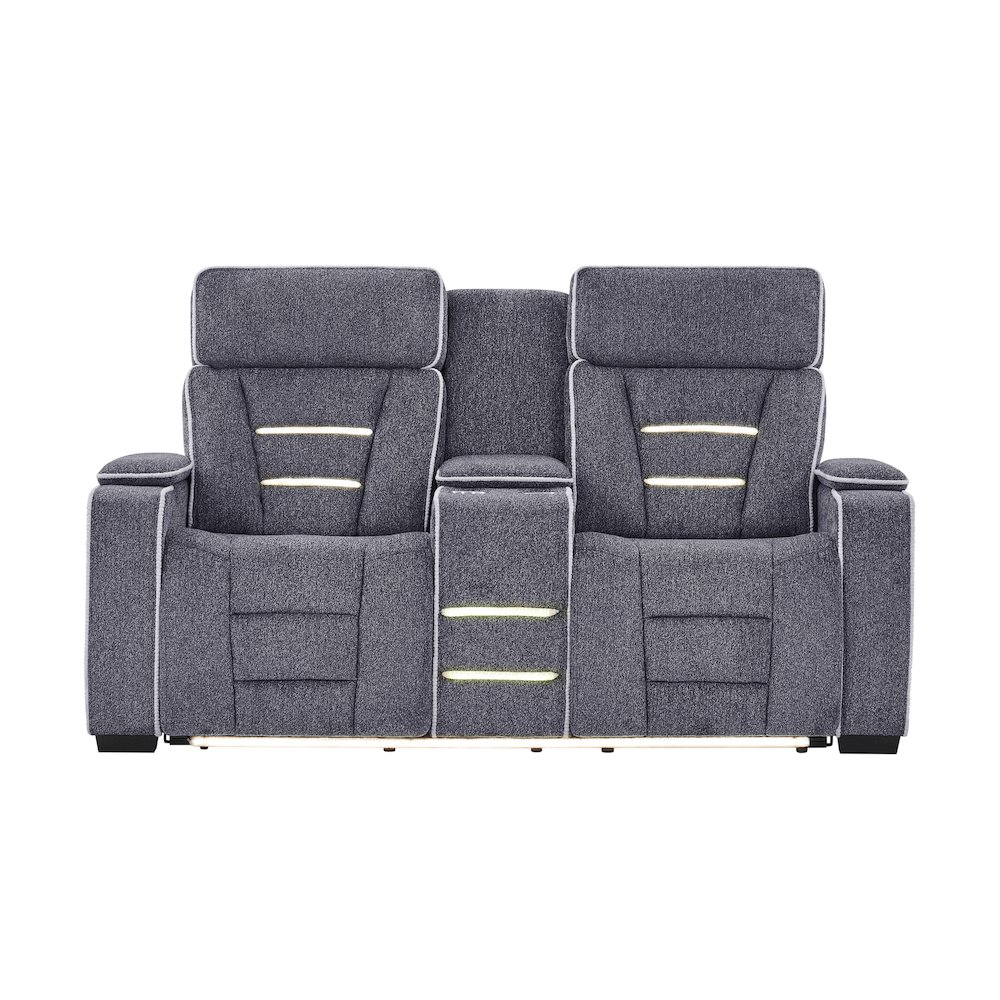 U1895 Grey P2 Console Reclining Loveseat With Is And Led. Picture 1