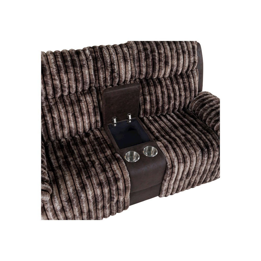 U6028 Brown Console Reclining Loveseat. Picture 4