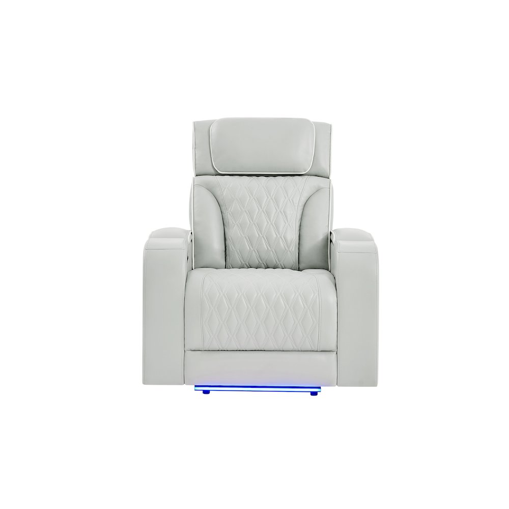 U8611 Blanche Silver Power Recliner With Power Headrest And Led. Picture 1